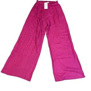 SIENNA SKY NWT Fuchsia Wide-Leg Linen/Rayon Blend Pants, Size Small